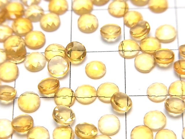 高品質黃水晶 AAA 圓形玫瑰切割 4x4mm 10顆