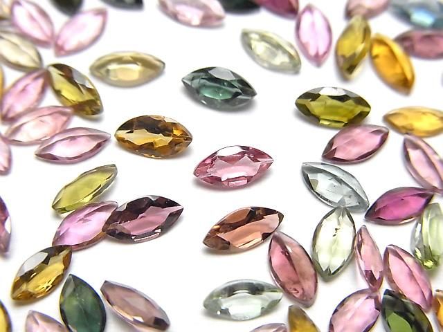 高品質多色碧璽 AAA 裸石 欖尖形刻面 6x3mm 10顆