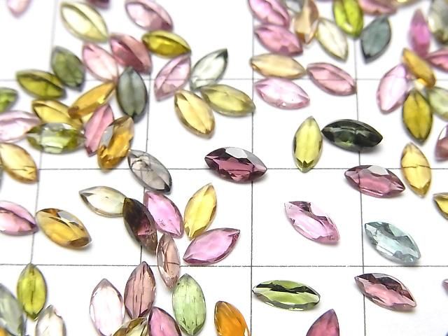 高品質多色碧璽 AAA 裸石 欖尖形刻面 6x3mm 10顆