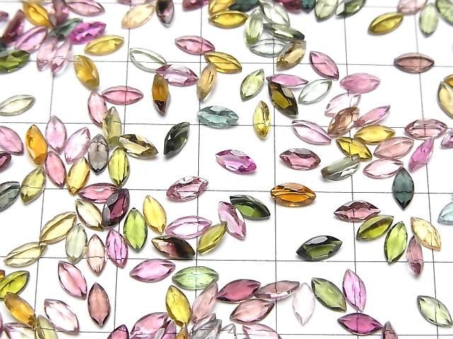 高品質多色碧璽 AAA 裸石 欖尖形刻面 6x3mm 10顆