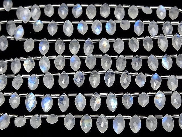 High Quality Rainbow Moonstone AA++ Marquise Faceted Briolette half or 1strand beads (aprx.7inch/18cm)