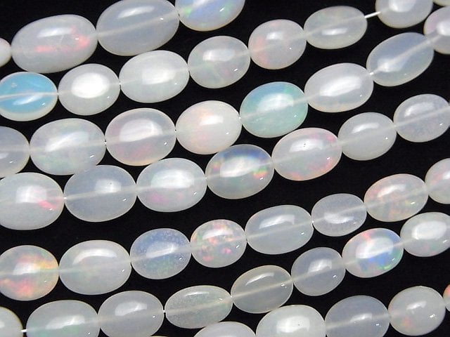 Hochwertiger äthiopischer Opal AAA- Oval halb oder 1 Strang Perlen (ca. 17 Zoll/42 cm)