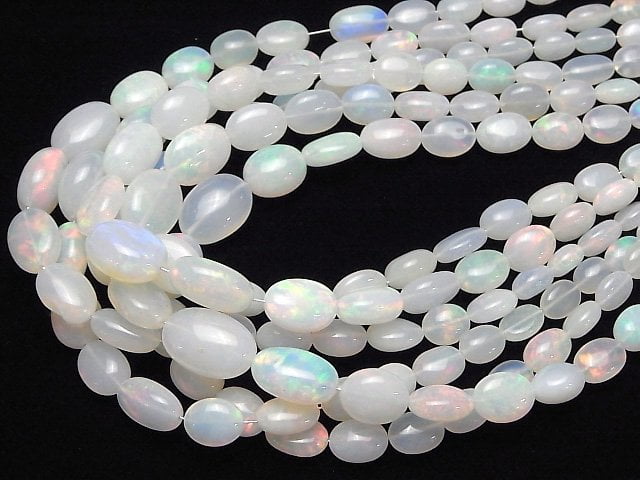 Hochwertiger äthiopischer Opal AAA- Oval halb oder 1 Strang Perlen (ca. 17 Zoll/42 cm)