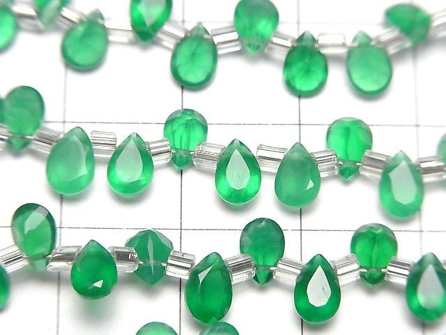 高品質綠瑪瑙 AAA 梨形刻面 6x4mm 半串或一串(38顆)
