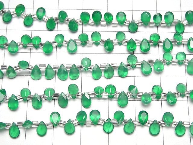 Hochwertiger grüner Onyx AAA Tropfenform Facettiert 6x4mm halb oder 1 Strang Perlen (38 Stück)