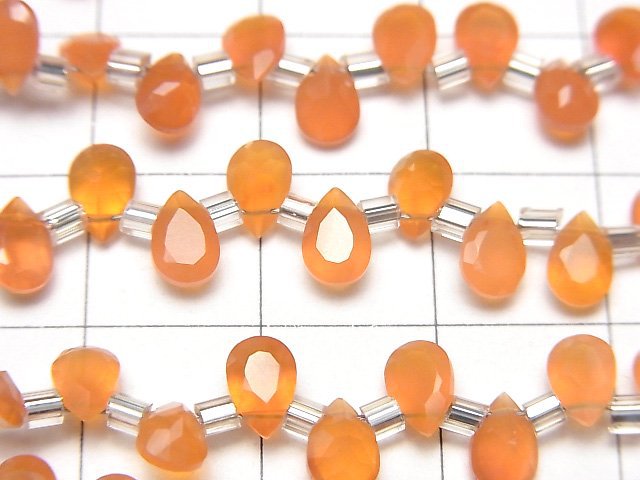 高品質 紅玉髓 AAA 梨形刻面 6x4mm 半串或 1 串 (38 顆)