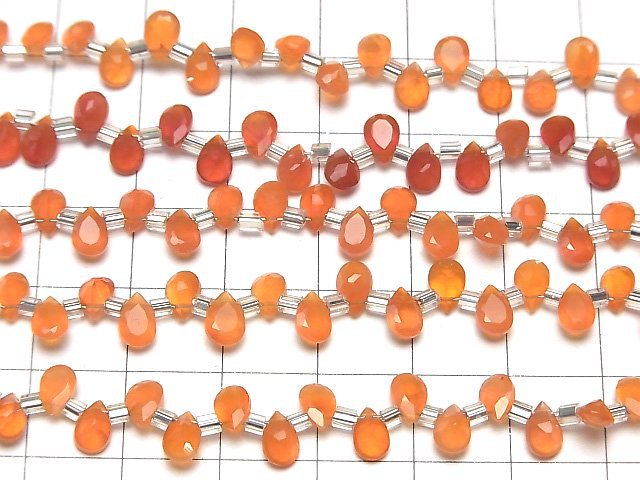Hochwertiger Karneol AAA Tropfenform Facettiert 6x4mm halb oder 1 Strang Perlen (38 Stück)