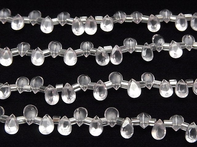Hochwertiger Rosenquarz AAA Tropfenform Facettiert 6x4mm halb oder 1 Strang Perlen (38 Stück)