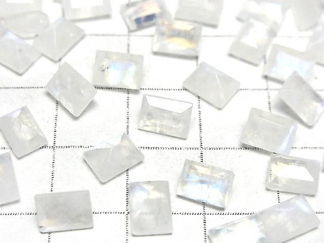 高品質彩虹月光石 AA++ 裸石 矩形刻面 7x5mm 5顆