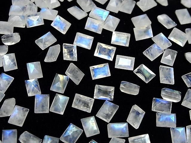 Hochwertiger Regenbogen-Mondstein AA++ Lose Steine Rechteckig Facettiert 7x5mm 5 Stück