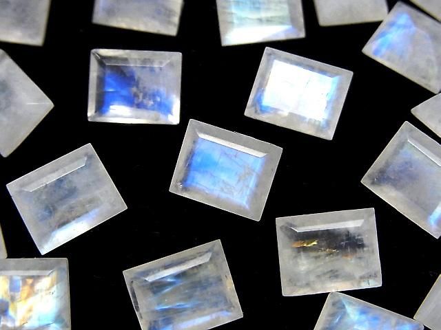 優質彩虹月光石 AA++ 裸石 矩形刻面 10x8mm 2顆