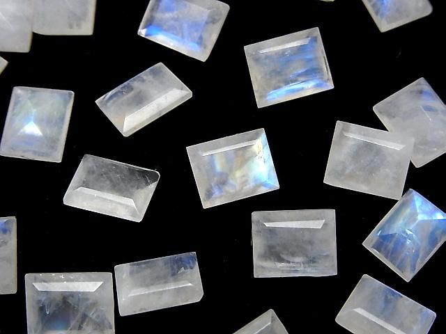 Hochwertiger Regenbogen-Mondstein AA++ Lose Steine Rechteckig Facettiert 10x8mm 2 Stück