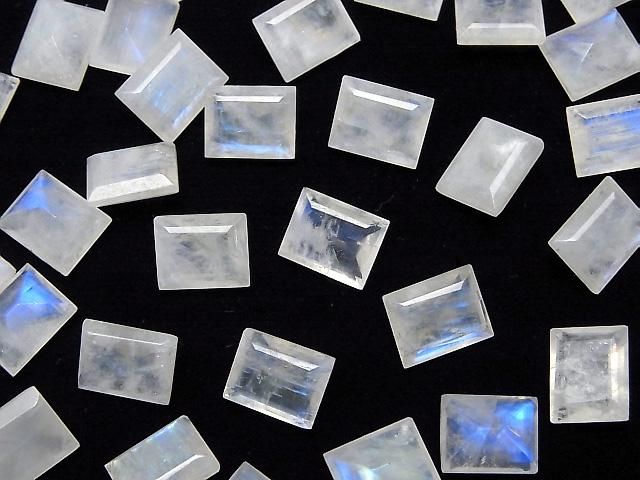 Hochwertiger Regenbogen-Mondstein AA++ Lose Steine Rechteckig Facettiert 10x8mm 2 Stück