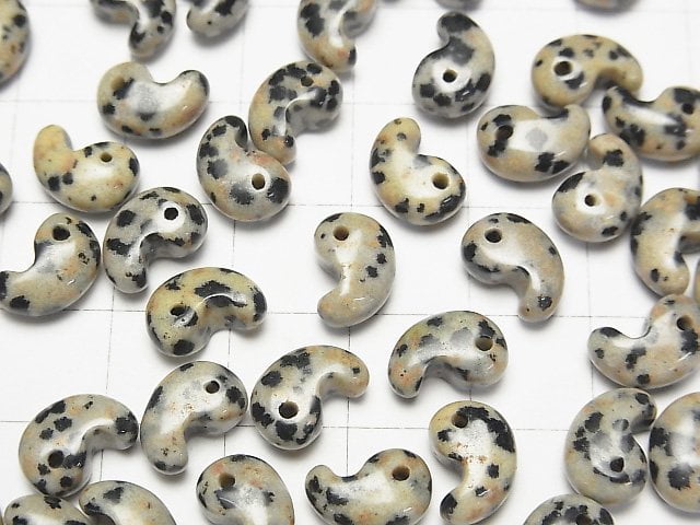 Dalmatian-Jaspis kommaförmige Perle 10x7mm 3 Stück