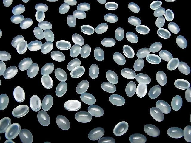 See Blau Chalcedon AAA ovaler Cabochon 6x4mm 10 Stück