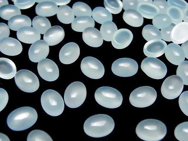 See Blau Chalcedon AAA ovaler Cabochon 8x6mm 10 Stück
