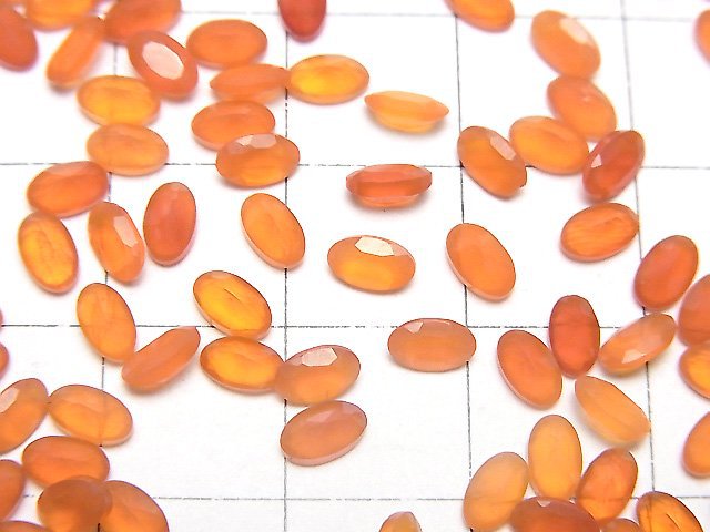 高品質AAA級光面橢圓形刻面天然紅玉髓裸石 5x3公釐 10顆