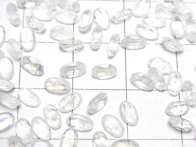 高品質彩虹月光石 AAA 級 - 散石 橢圓刻面 5x3公釐 10顆裝