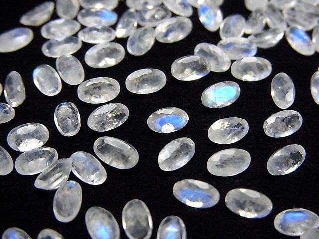 Hochwertiger Regenbogen-Mondstein AAA- lose Stein oval facettiert 5x3mm 10 Stück