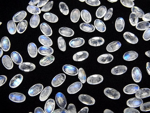 Hochwertiger Regenbogen-Mondstein AAA- lose Stein oval facettiert 5x3mm 10 Stück