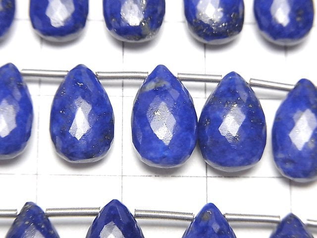 MicroCut 高品質青金石 AAA 梨形刻面錐形切割半串或 1 串(8 顆)