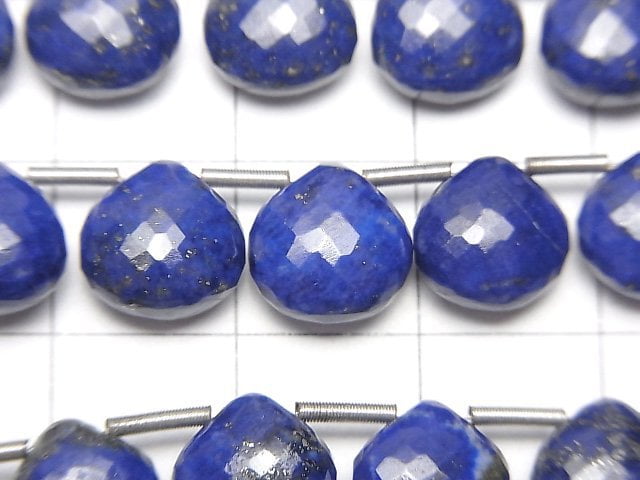 MicroCut 高品質青金石 AAA- 栗子刻面水滴形半串或 1 串 (8 顆)