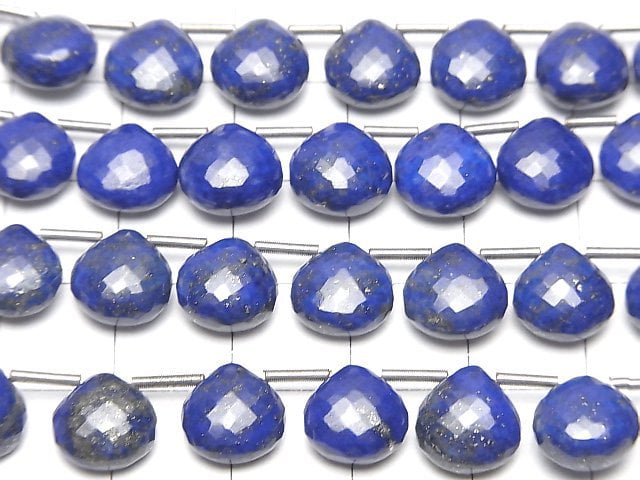 MicroCut Hochwertiger Lapislazuli AAA- Kastanienbraun facettiert Briolette halb oder 1 Strang Perlen (8 Stück)