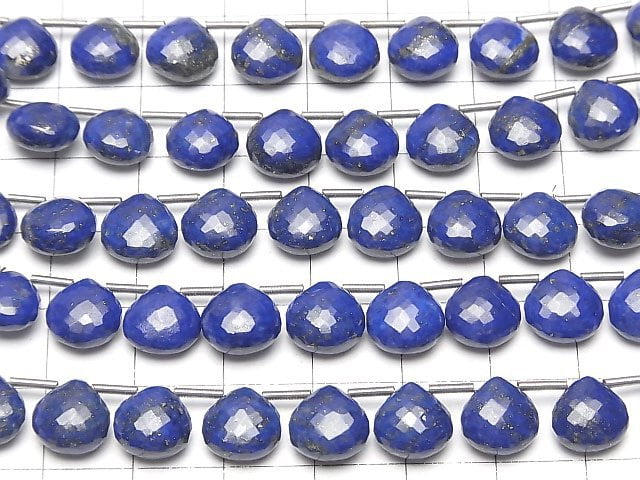 MicroCut Hochwertiger Lapislazuli AAA- Kastanienbraun facettiert Briolette halb oder 1 Strang Perlen (8 Stück)