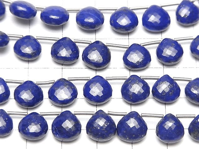 MicroCut Hochwertiger Lapislazuli AAA Kastanienbraun facettiert Briolette 1 Strang Perlen (6 Stück)