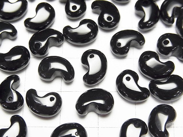 縞瑪瑙逗號形珠 10x7mm 3顆