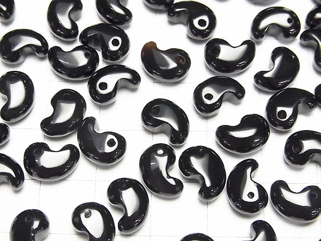 Onyx Komma-förmige Perle 10x7mm 3 Stück
