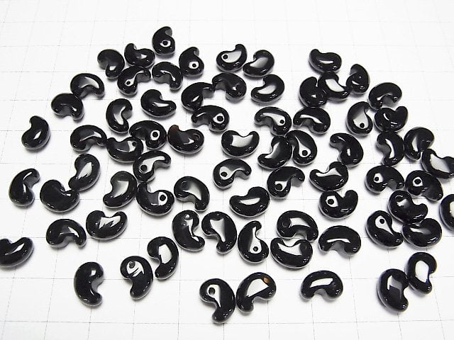 Onyx Komma-förmige Perle 10x7mm 3 Stück