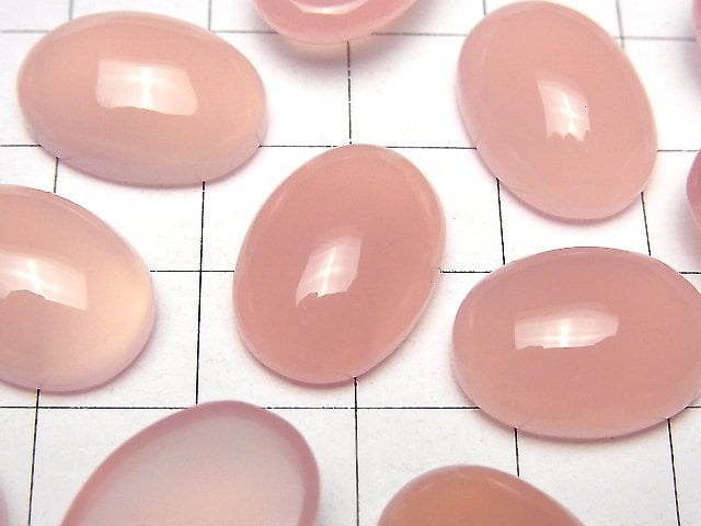 粉紅色玉髓 AAA 橢圓形素面蛋面 18x13mm 2顆