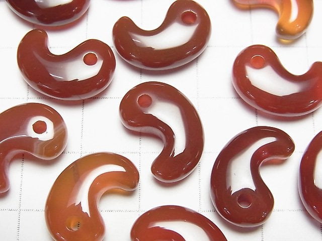 紅瑪瑙 AAA 逗號形珠 18x12毫米 3顆