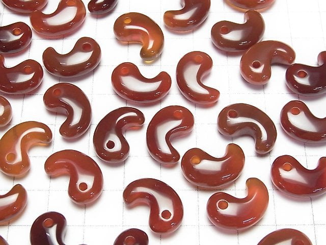 Roter Achat AAA Komma-förmige Perle 18x12mm 3Stk