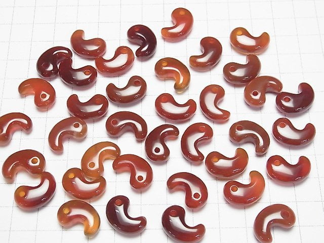 Roter Achat AAA Komma-förmige Perle 18x12mm 3Stk