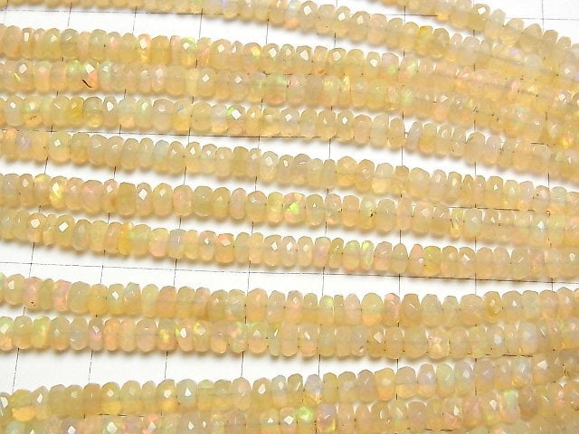 Hochwertig! Äthiopischer Opal AAA- Facettierte Knopf-Rondelle halb oder 1 Strang Perlen (ca. 16 Zoll/40 cm)