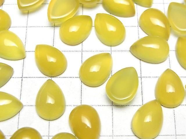 Gelber Chalcedon AAA Tropfenform Cabochon 14x10mm 3Stück