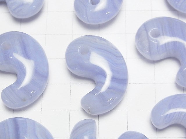 藍紋瑪瑙 AAA - 逗號形珠子 30x20mm 1顆