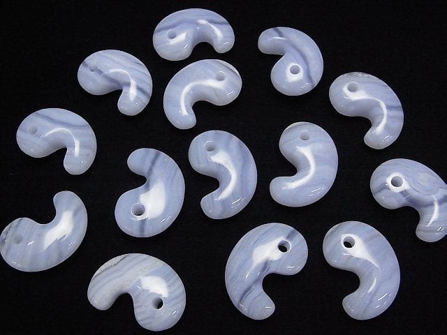 Blaue Spitzenachat AAA- Komma-förmige Perle 30x20mm 1 Stück