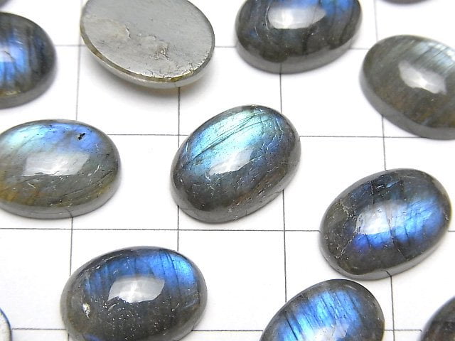 拉長石 AA++ 橢圓素面蛋面 14x10mm 3顆