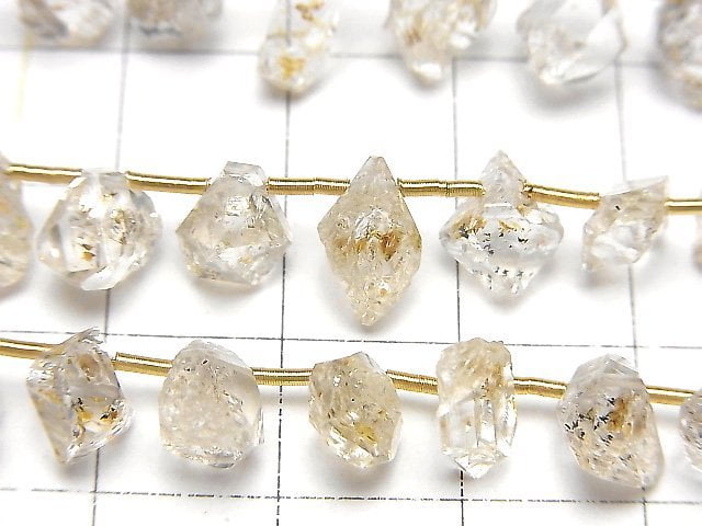 Pierre brute de quartz à huile du Pakistan, percée sur le dessus, de couleur claire, 1 rang de perles (environ 7 pouces/18 cm)