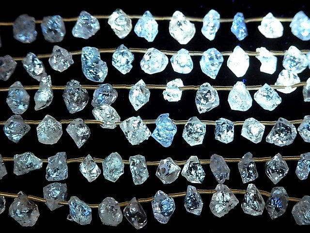 Pierre brute de quartz à huile du Pakistan, percée sur le dessus, de couleur claire, 1 rang de perles (environ 7 pouces/18 cm)