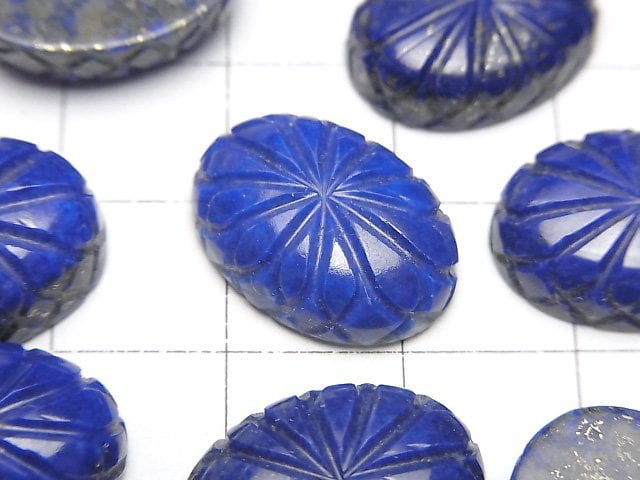 青金石 AAA 雕刻橢圓形素面蛋面 18x13mm 1顆