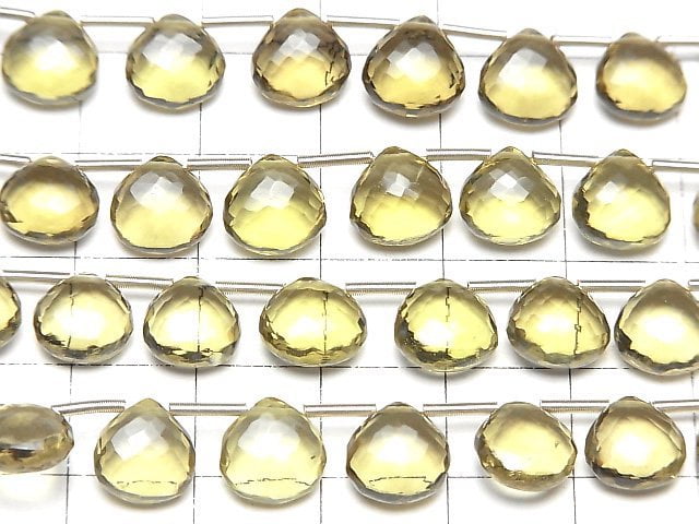 MicroCut Hochwertiger Olivenquarz AAA Kastanienbraun Facettiert Briolette 1Strang Perlen (8Stück)