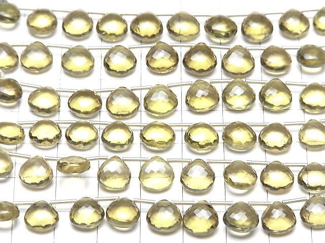 MicroCut Hochwertiger Olivenquarz AAA Kastanienbraun Facettiert Briolette 1Strang Perlen (8Stück)