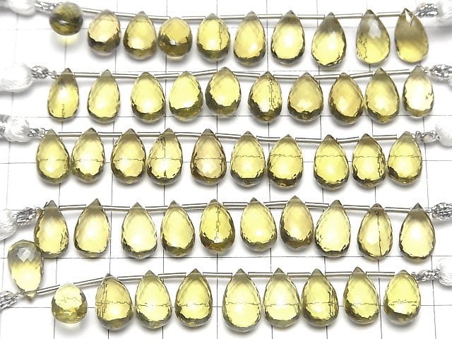 Mikroschnitt Hochwertiger Olivquarz AAA Birnenform facettierte Briolette 1Strang Perlen (8 Stück)