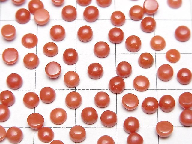 Sardischer Koralle, Rote Koralle Runde Cabochon 4x4mm 3 Stück