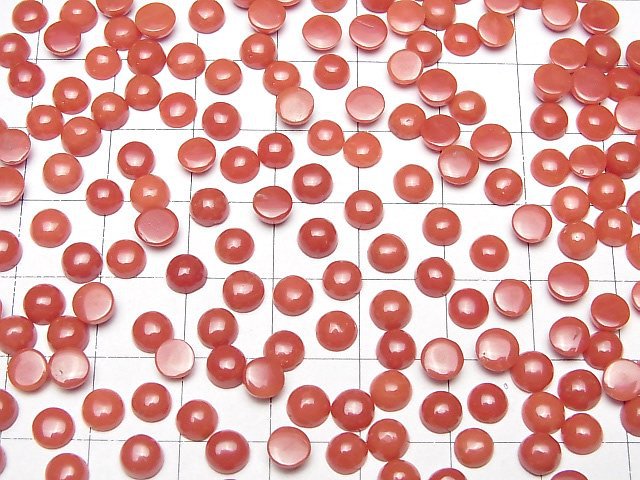 Sardinian Coral, Red Coral Round Cabochon 5x5mm 2pcs