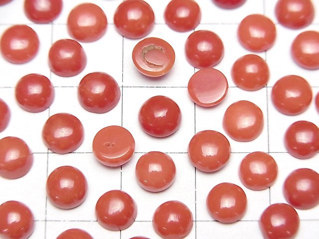 薩丁尼亞珊瑚,紅珊瑚圓形素面蛋面 6x6公釐 1顆